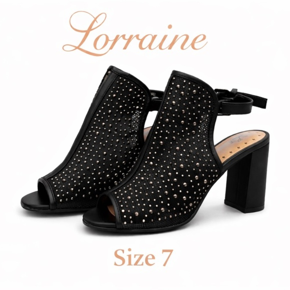 Lorraine Black Studded Women's Heels